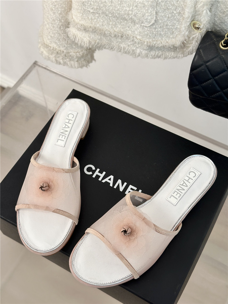 Ch**el pink camellia mesh flats