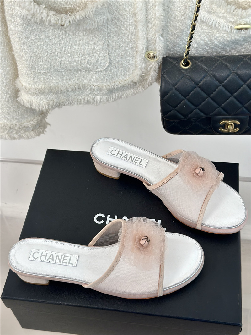 Ch**el pink camellia mesh flats