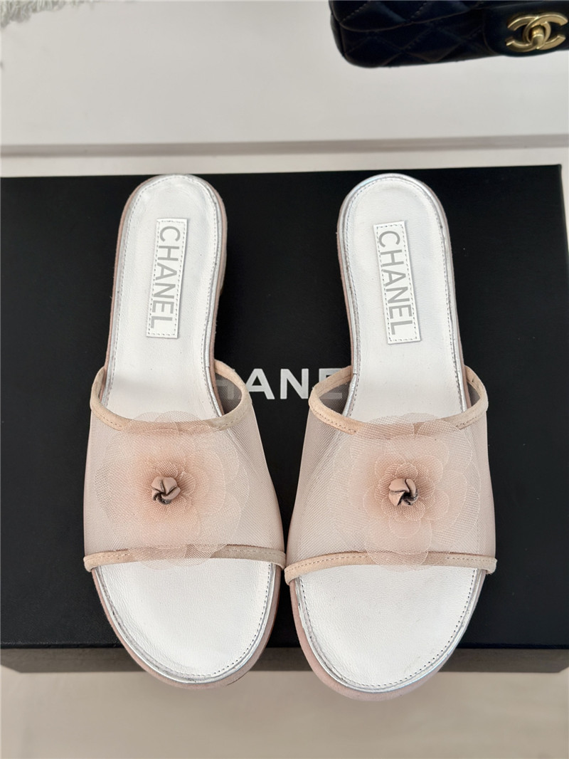 Ch**el pink camellia mesh flats