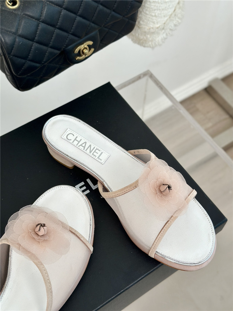 Ch**el pink camellia mesh flats