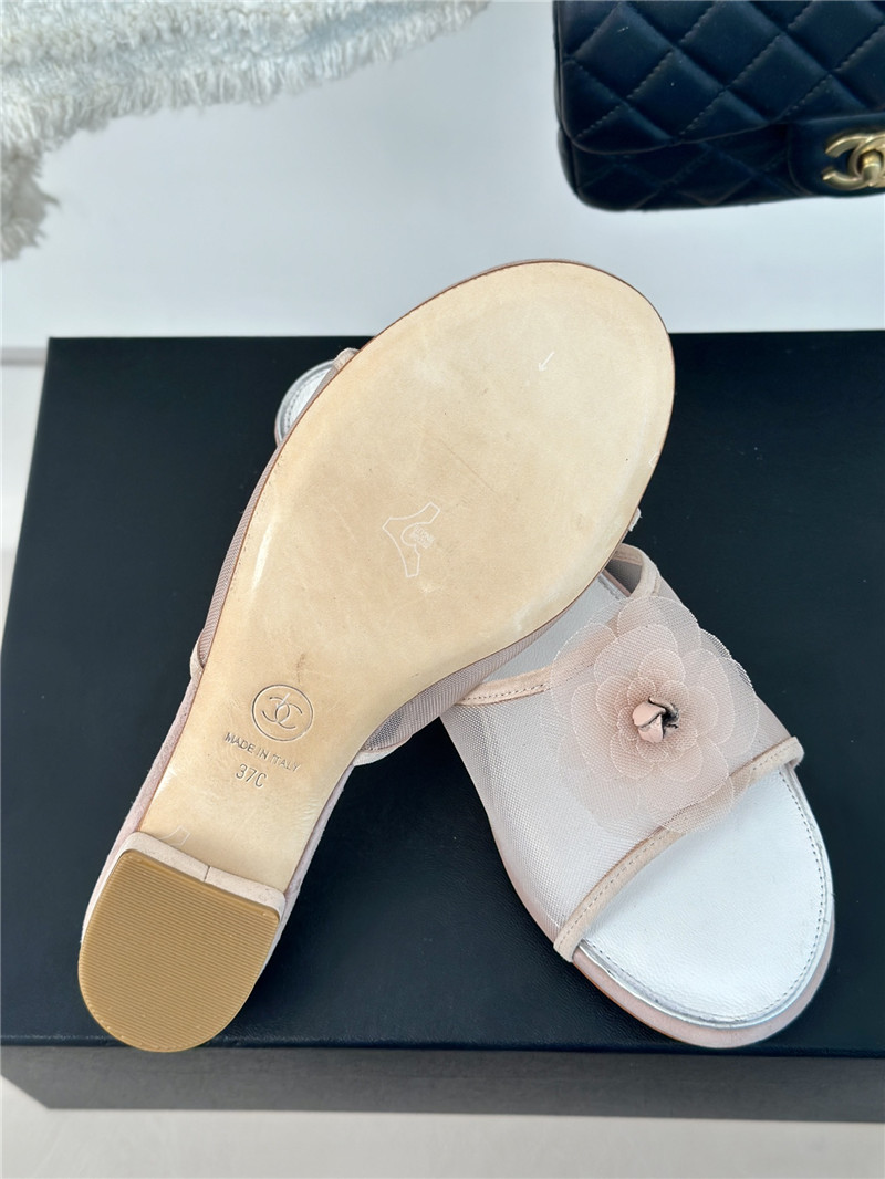 Ch**el pink camellia mesh flats