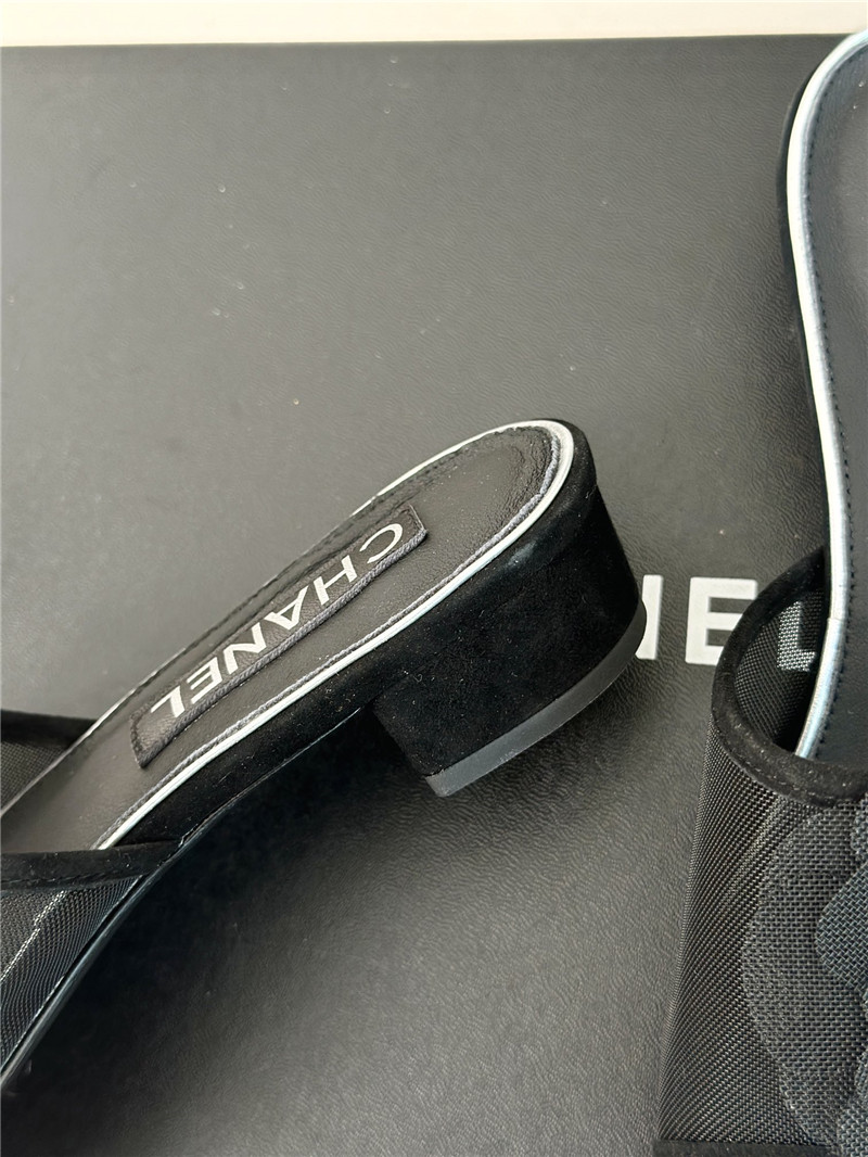 Ch**el black camellia mesh flats