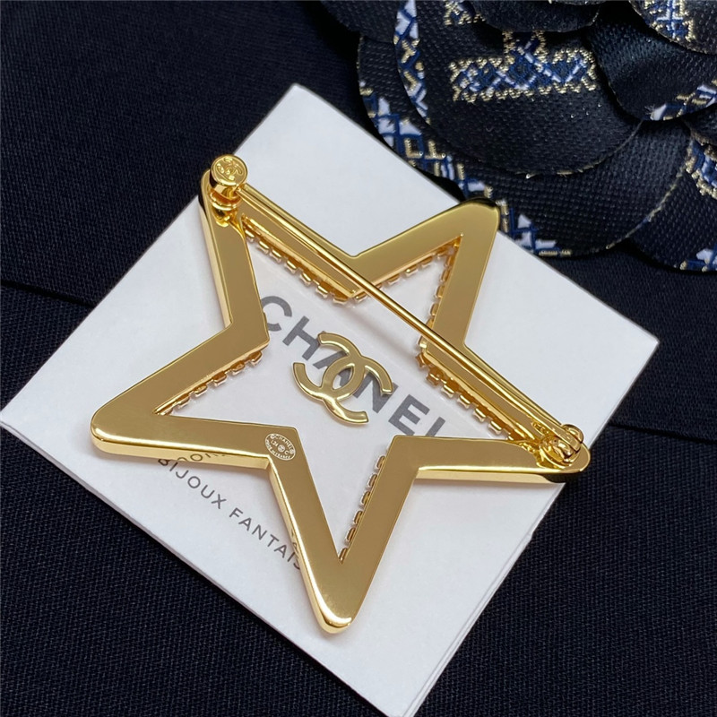 Ch**el transparent five-pointed star brooch