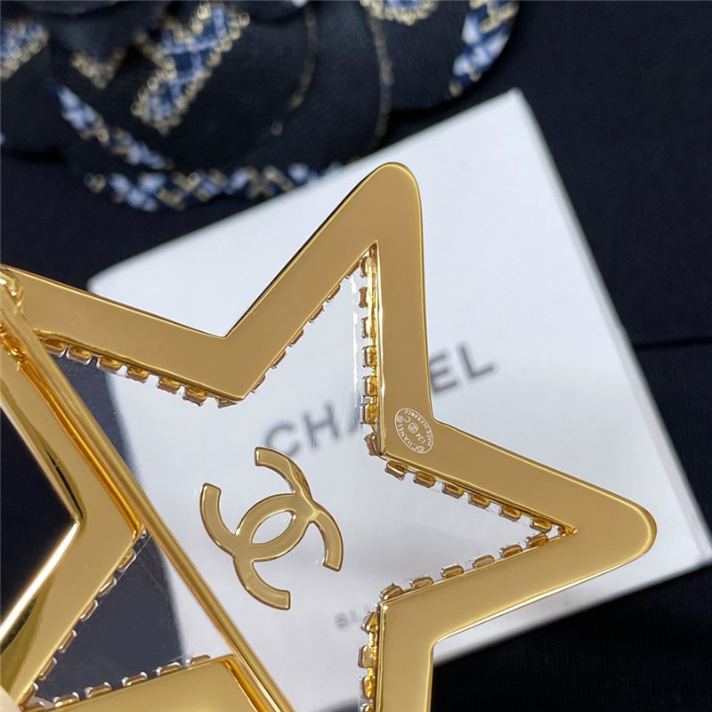 Ch**el transparent five-pointed star brooch