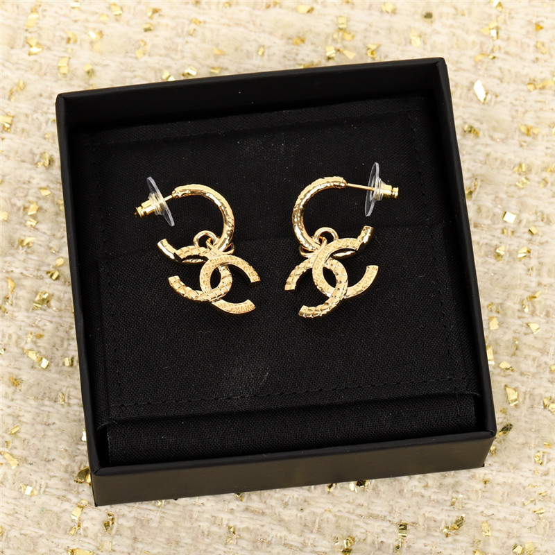 Ch**el embossed double c earrings