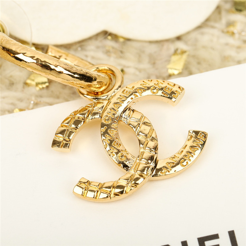 Ch**el embossed double c earrings