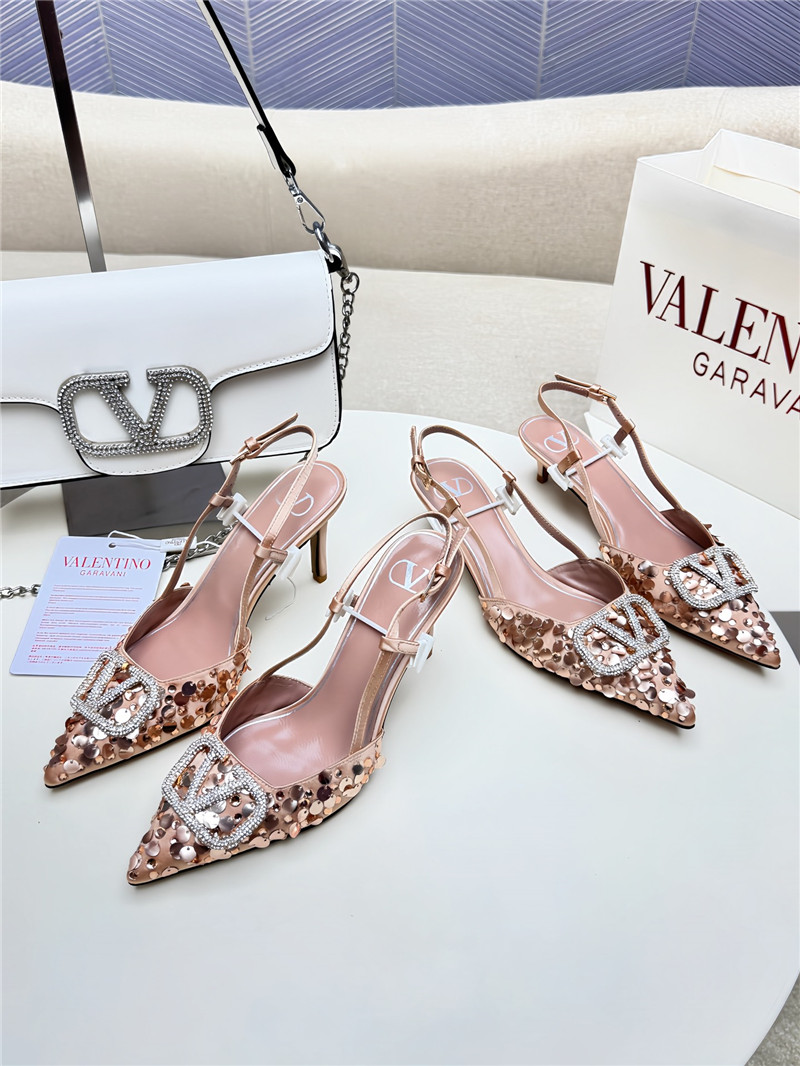 Va1e*ntin0 v logo buckle high heel sandals replica shoes