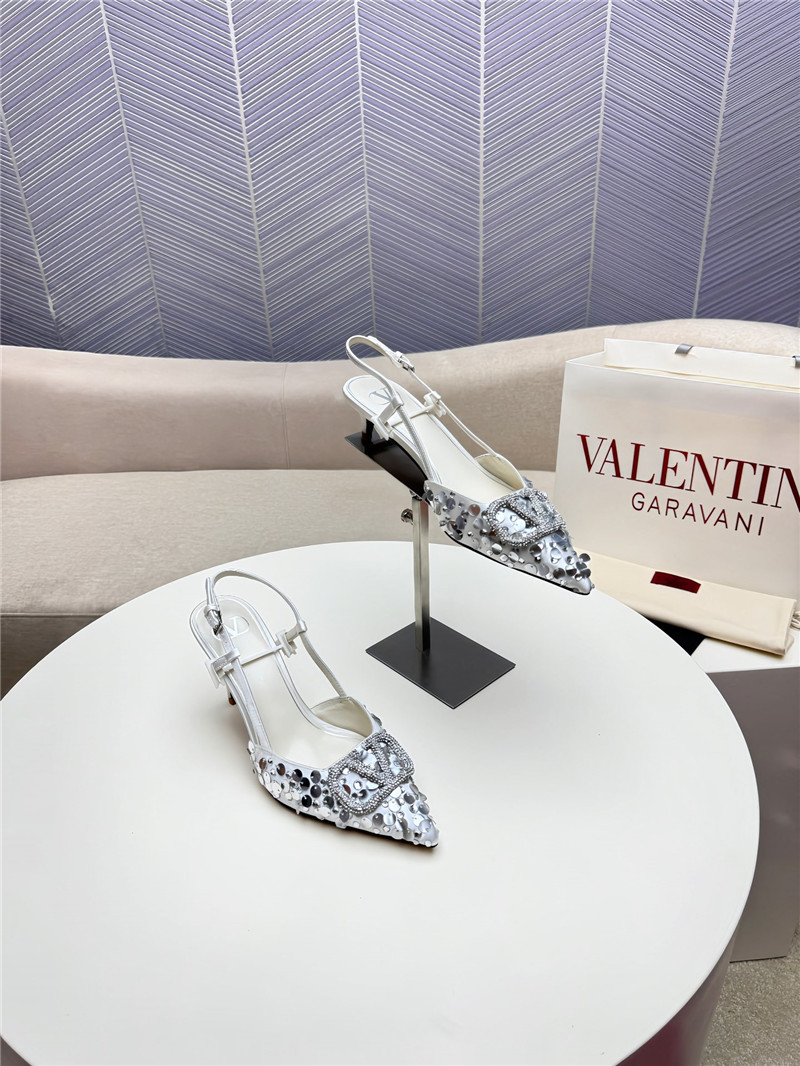 Va1e*ntin0 v logo buckle high heel sandals replica shoes