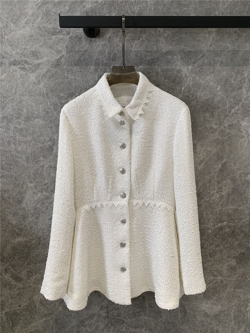 Ch**el white sequined lace tweed jacket replica d&g clothing