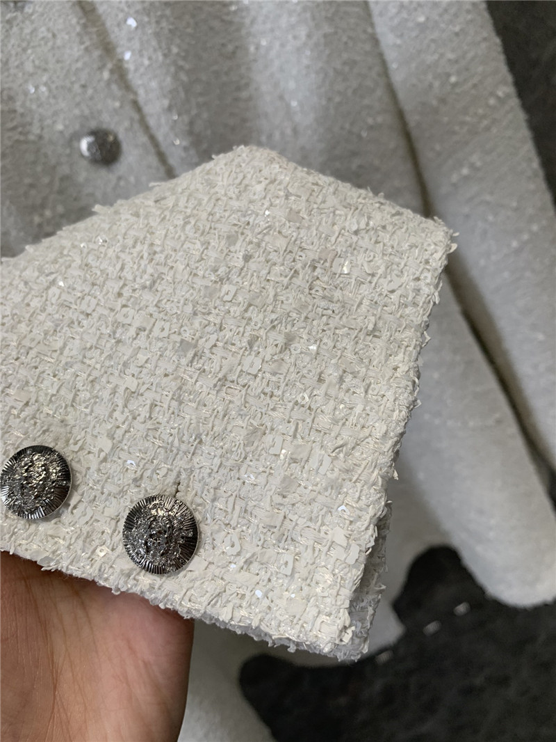 Ch**el white sequined lace tweed jacket replica d&g clothing