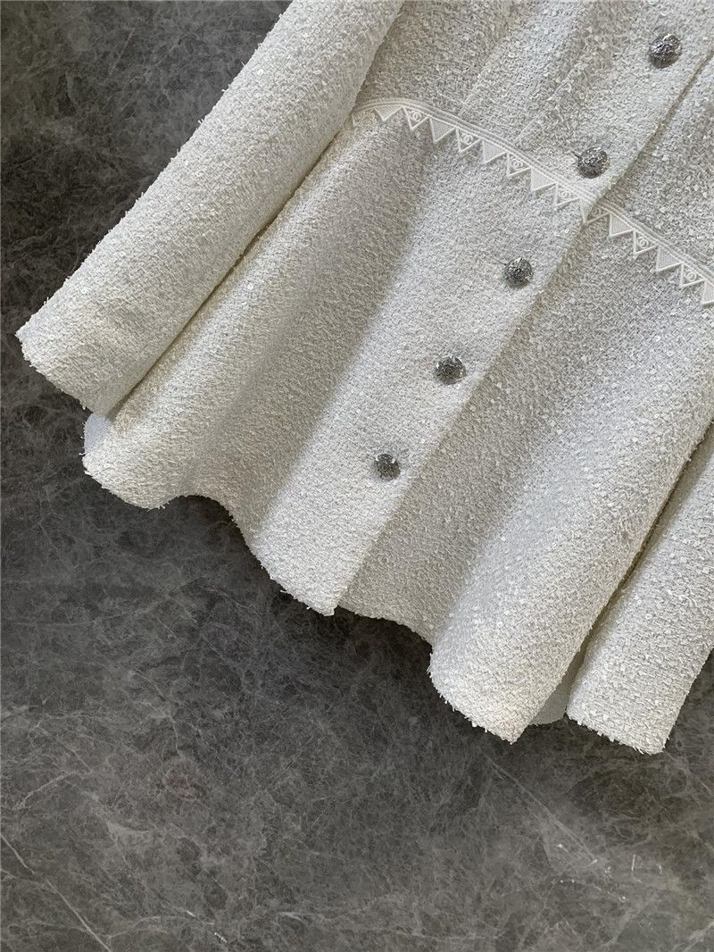 Ch**el white sequined lace tweed jacket replica d&g clothing