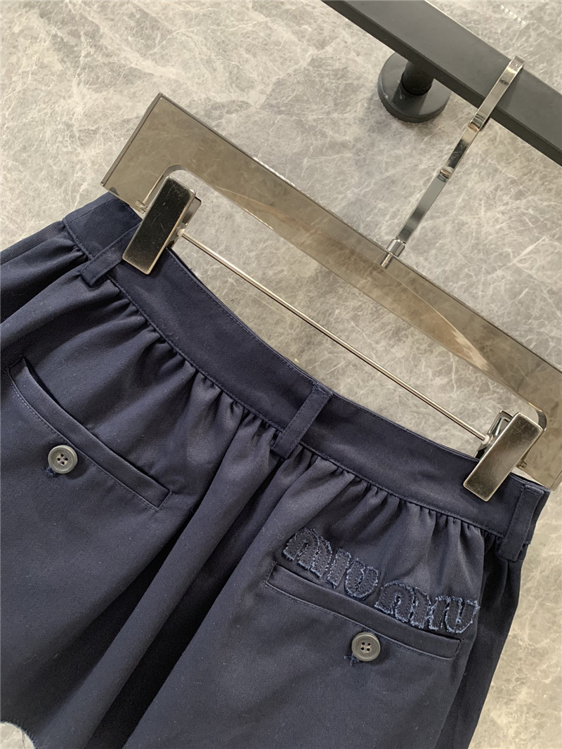 Miu Miu Navy Blue Mini Pleated Skirt