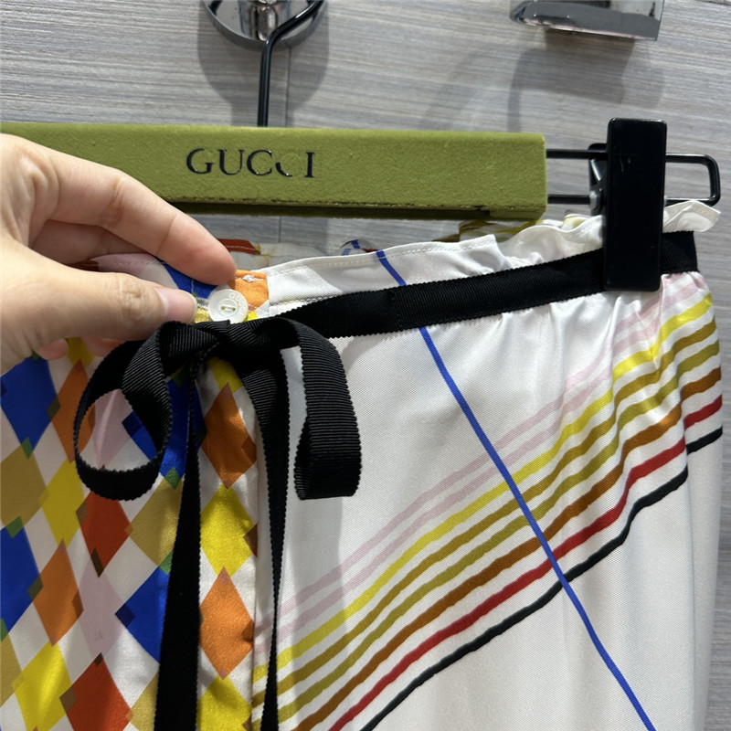 Gvc*1 patchwork printed silk trousers replica d&g clothing