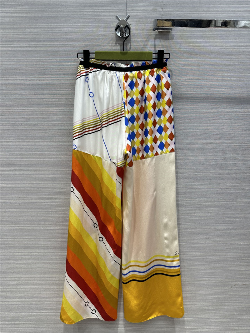 Gvc*1 patchwork printed silk trousers replica d&g clothing