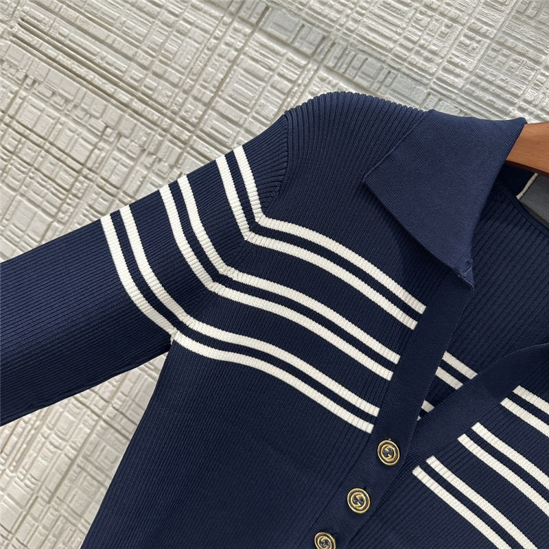 Gvc*1 ribbed viscose knitted polo collar top replica clothes