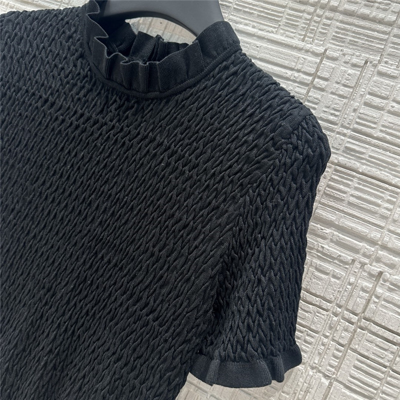 Ch**el lace collar short-sleeve top black