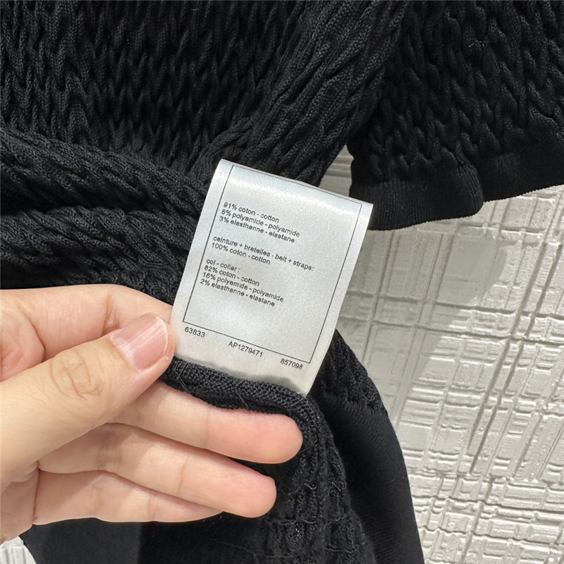 Ch**el lace collar short-sleeve top black