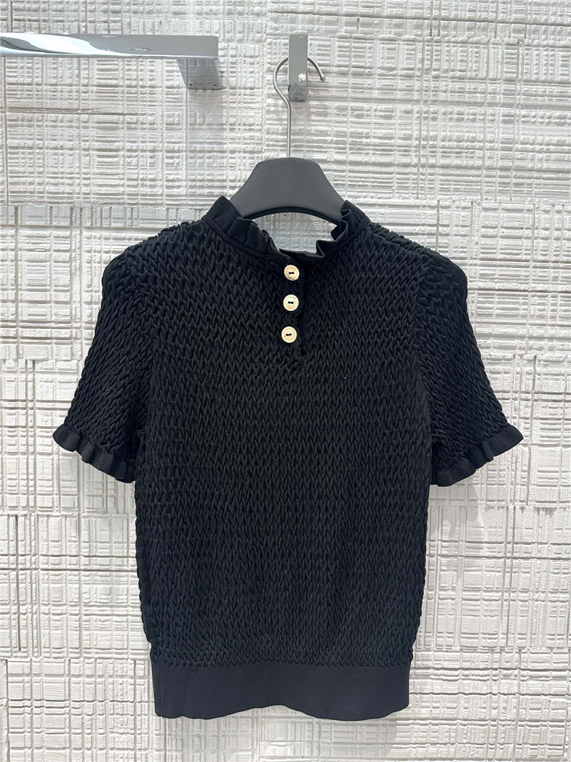 Ch**el lace collar short-sleeve top black