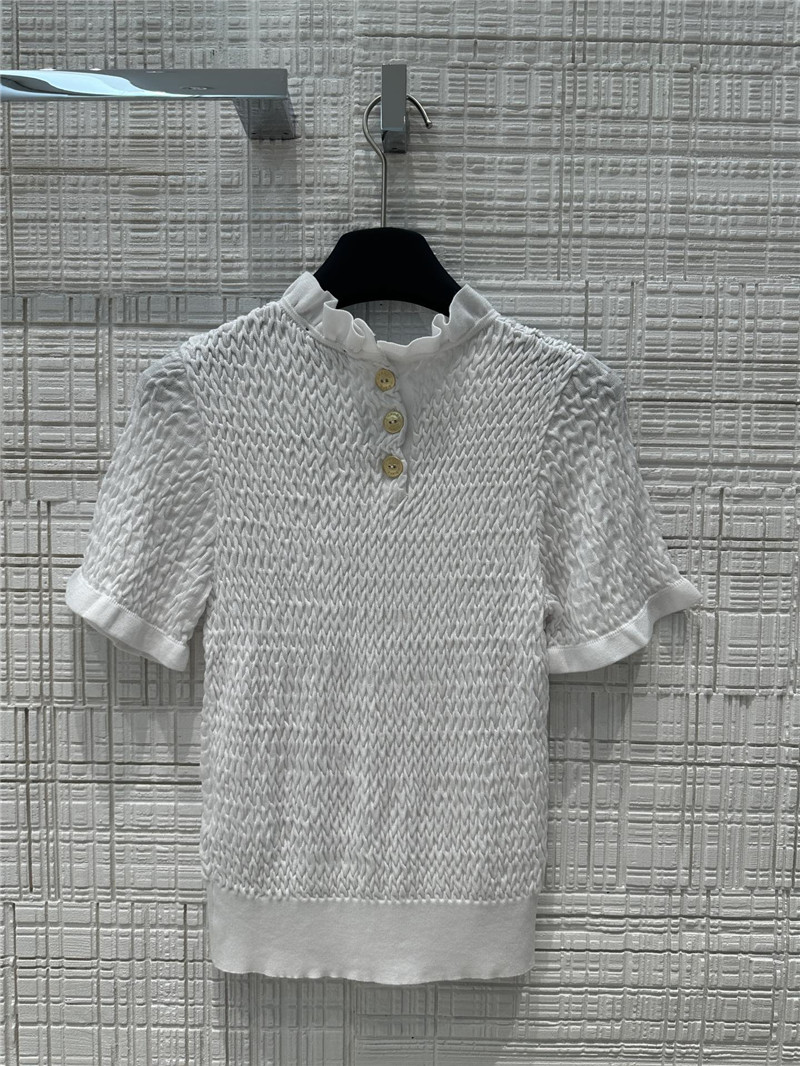 Ch**el lace collar short-sleeve top white