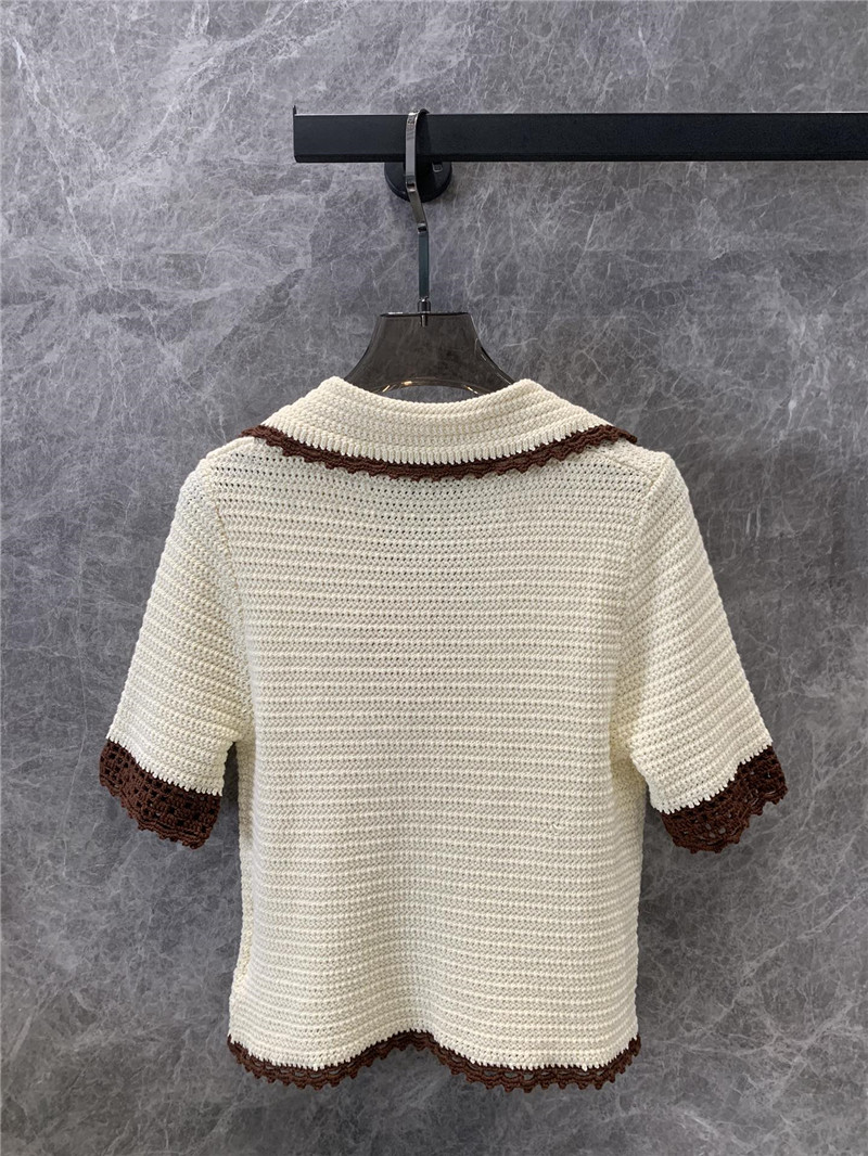 Miu Miu Ivory Crochet Polo Shirt