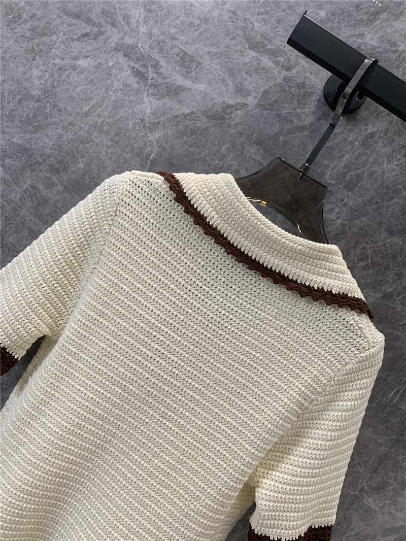 Miu Miu Ivory Crochet Polo Shirt