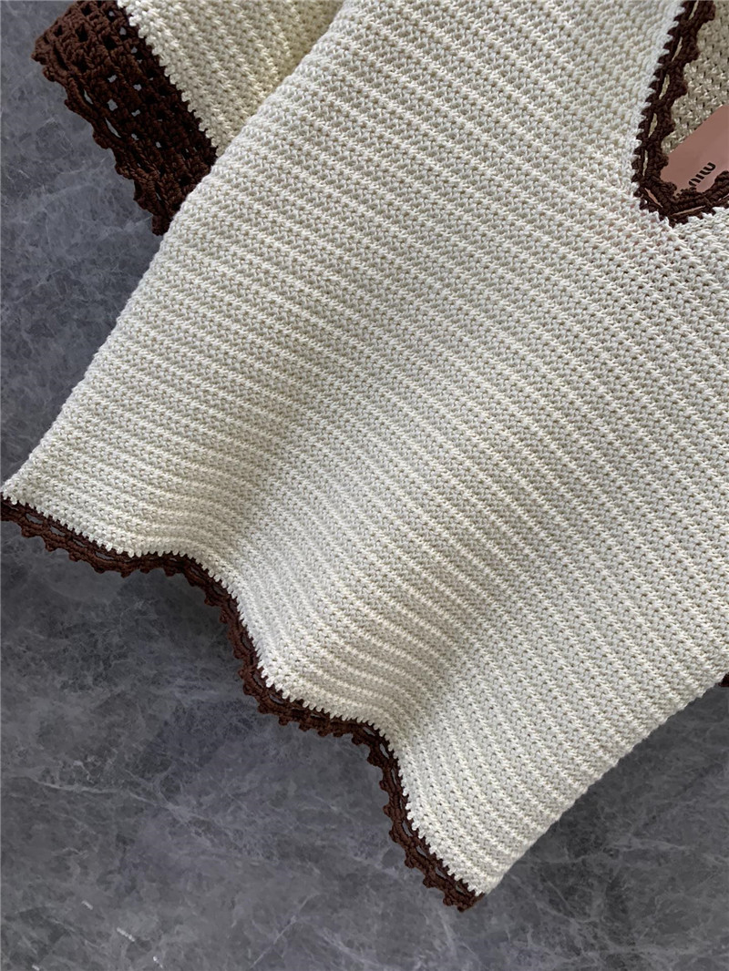 Miu Miu Ivory Crochet Polo Shirt