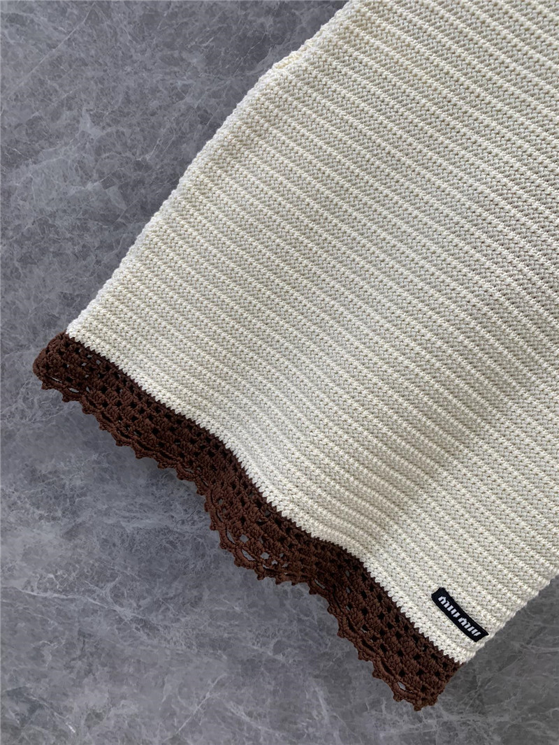 Miu Miu Ivory Crochet Polo Shirt