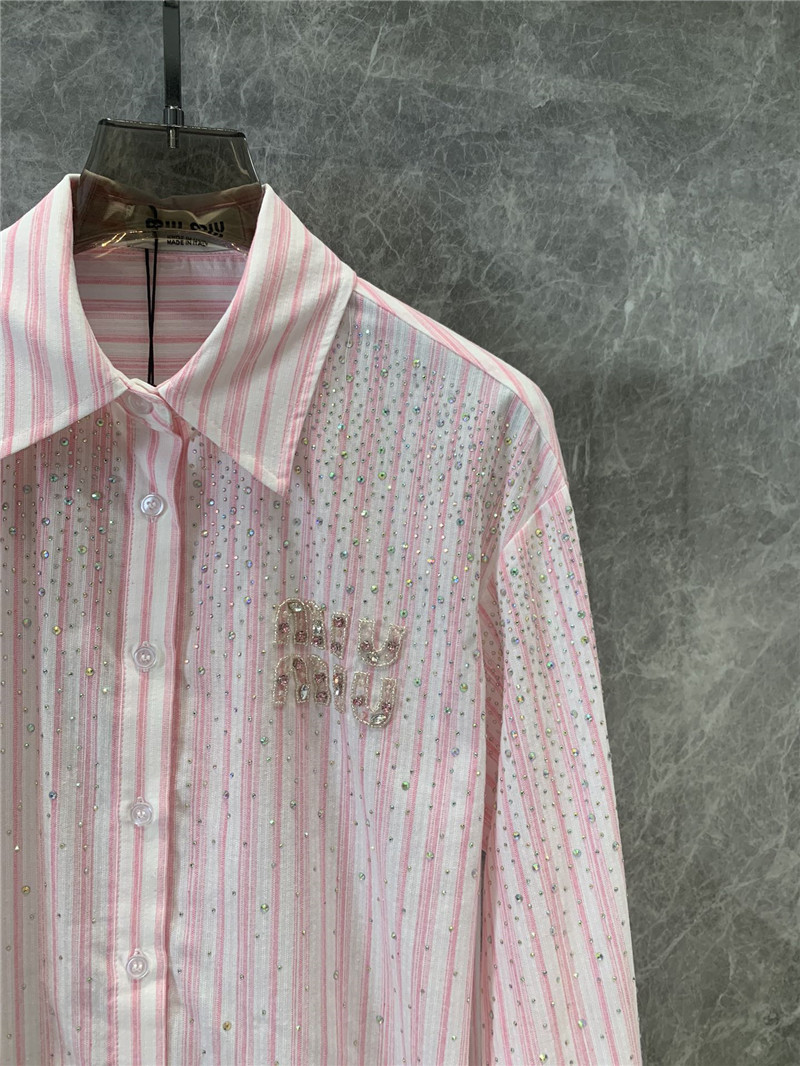 M1um1u letter striped long-sleeved shirt replica d&g clothing