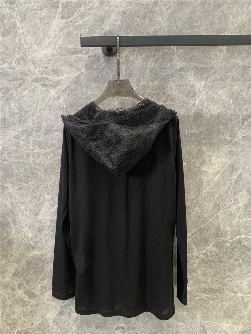 M1um1u lace hooded long-sleeved t-shirt replica clothes