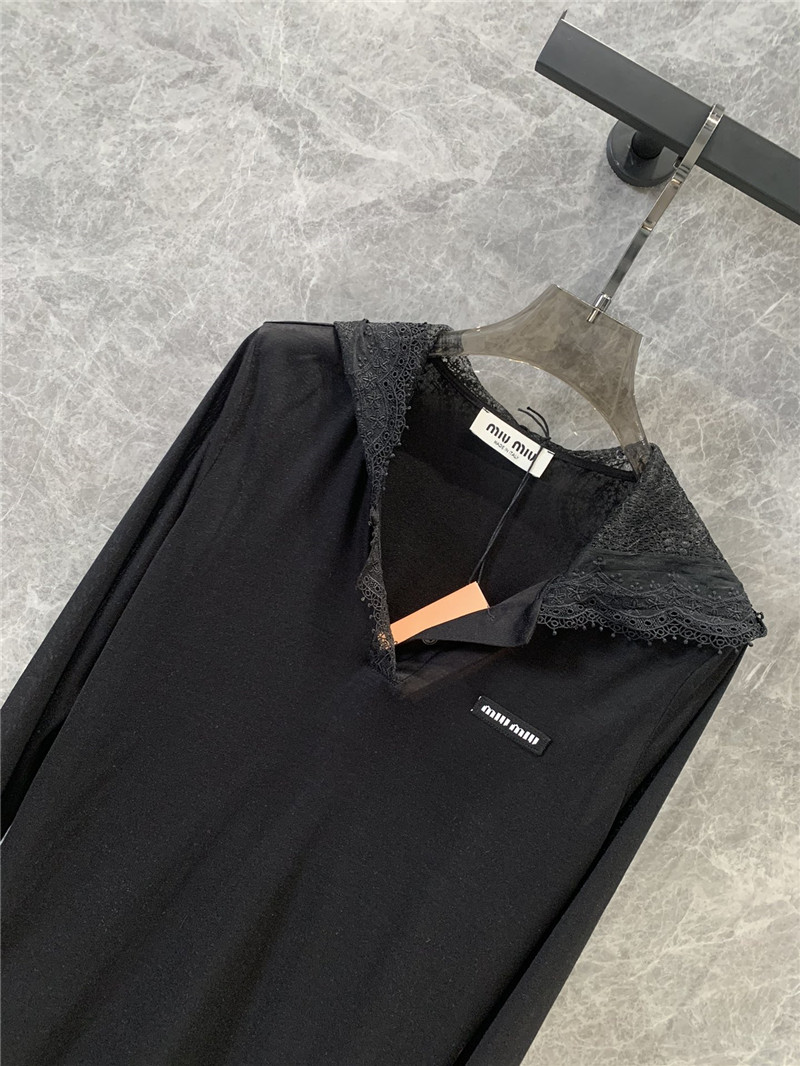 M1um1u lace hooded long-sleeved t-shirt replica clothes