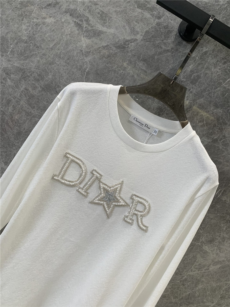 D10r letter beaded long-sleeved t-shirt replica clothes