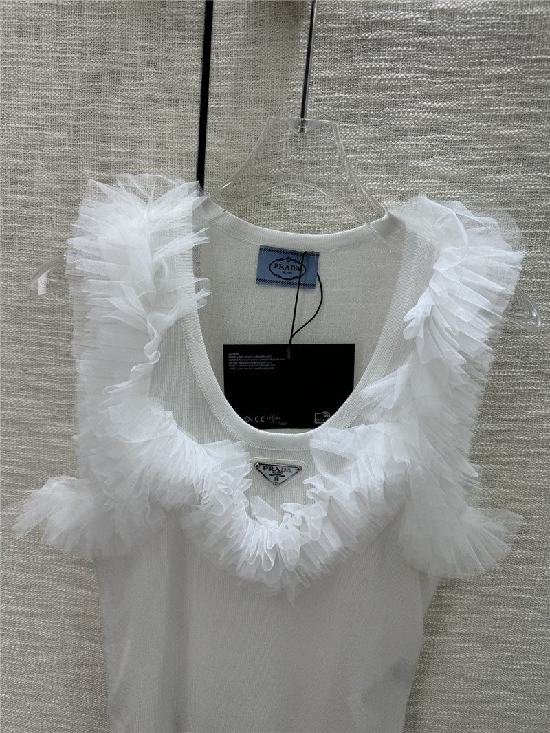 Pra*a mesh stitching see-through small vest replica d&g clothing