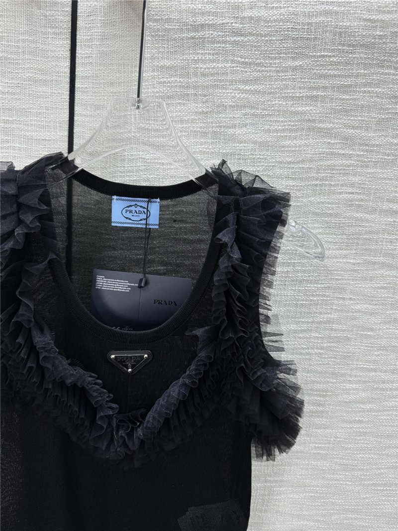 Pra*a mesh stitching see-through small vest replica d&g clothing