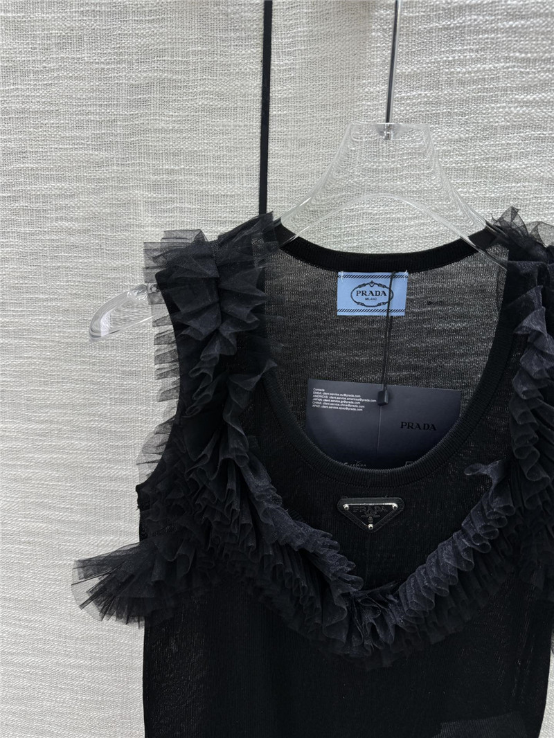 Pra*a mesh stitching see-through small vest replica d&g clothing