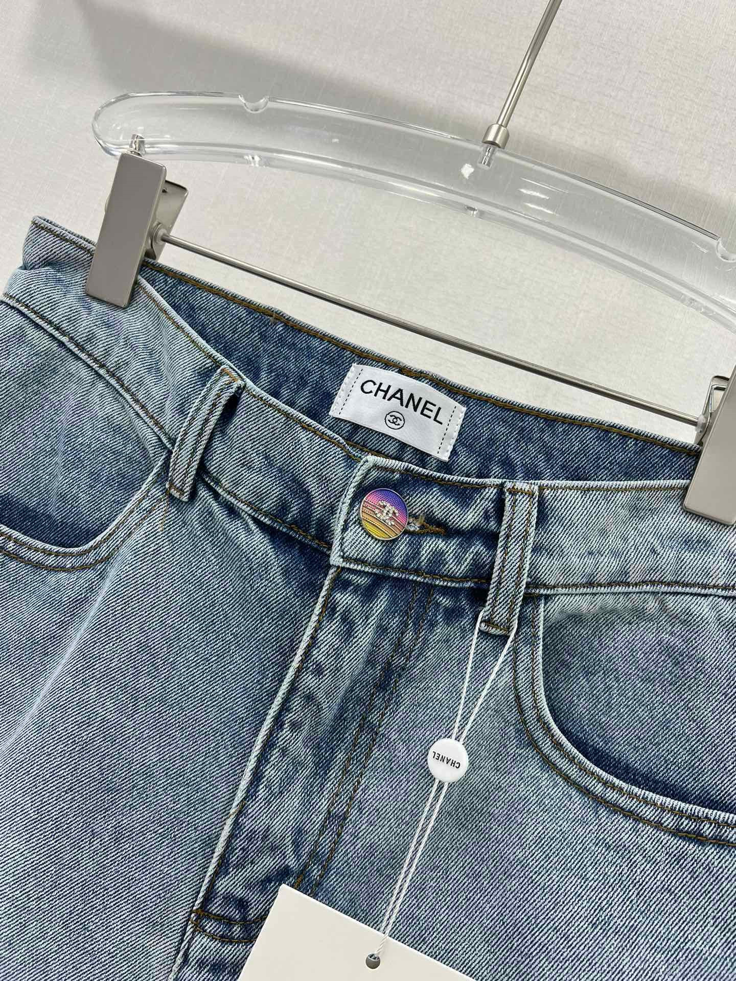 Ch**el high waist denim shorts replicas clothes