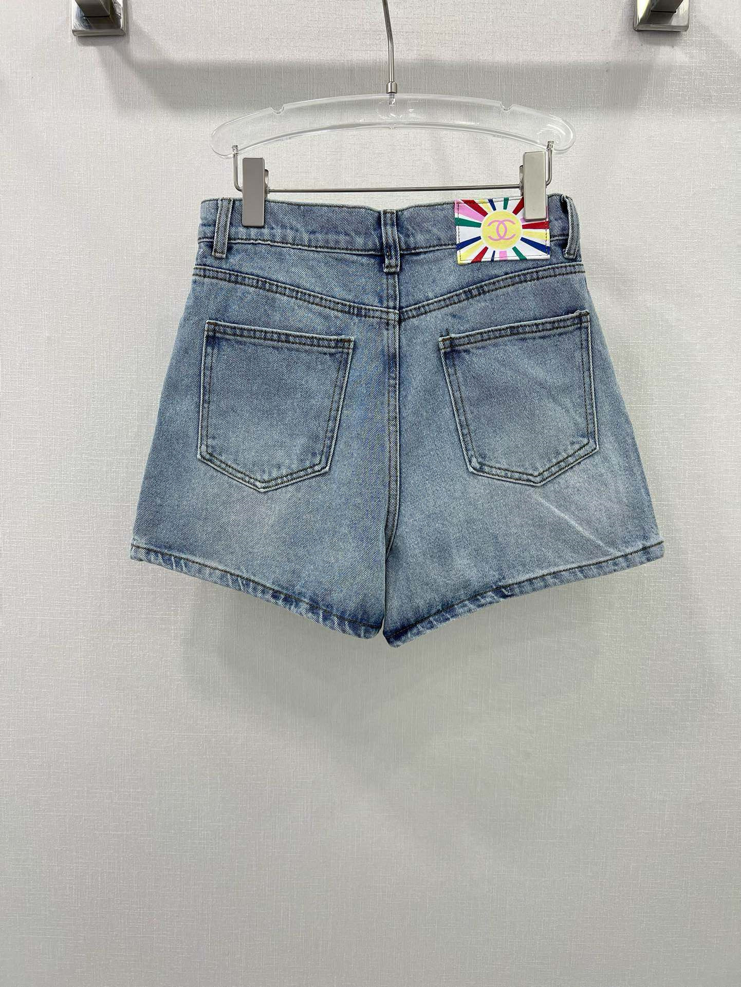 Ch**el high waist denim shorts replicas clothes