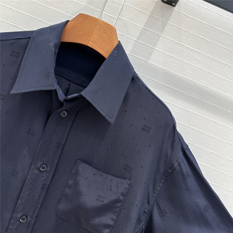 M1um1u letter jacquard silk shirt replica clothing sites