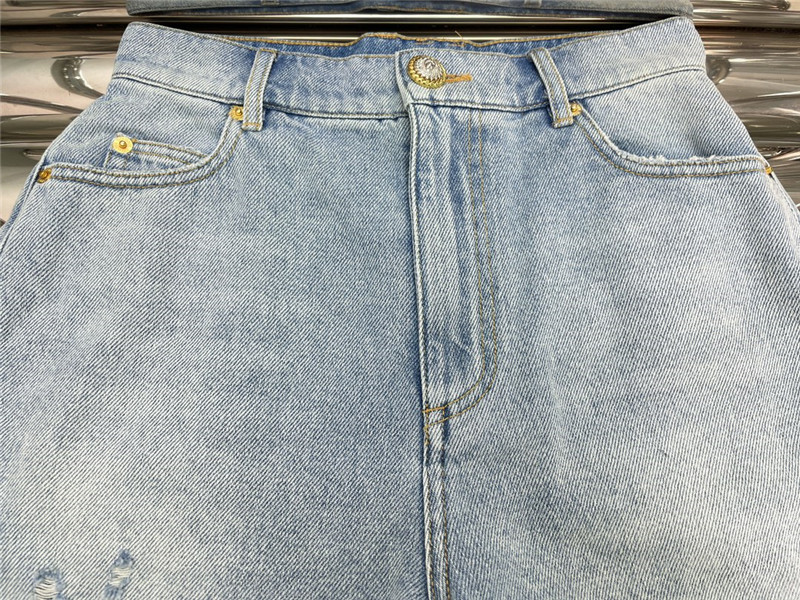 Balmain distressed washed fur denim short replica d&g clothing