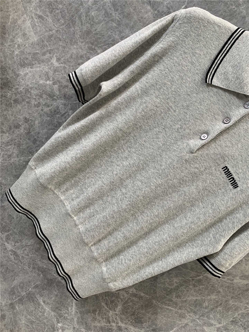 M1um1u high-end lapel knitted top replica clothing