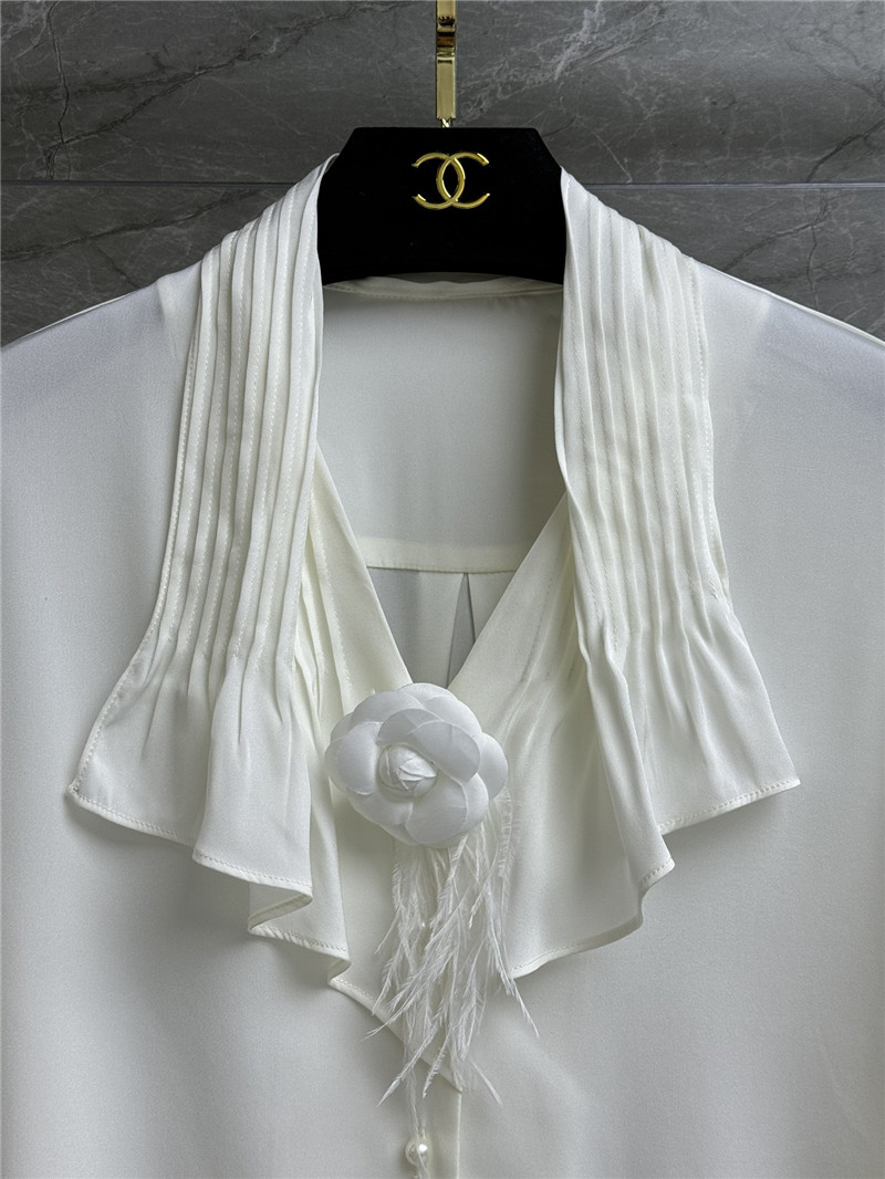 Ch**el white pussybow silk blouse