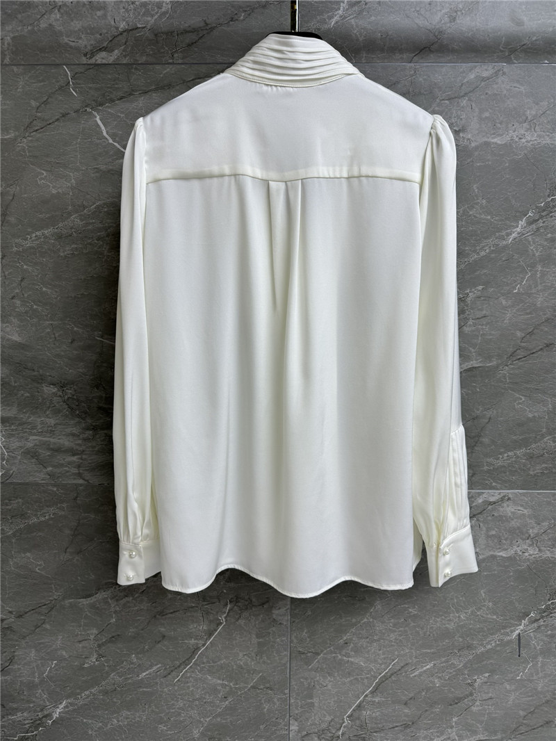 Ch**el white pussybow silk blouse