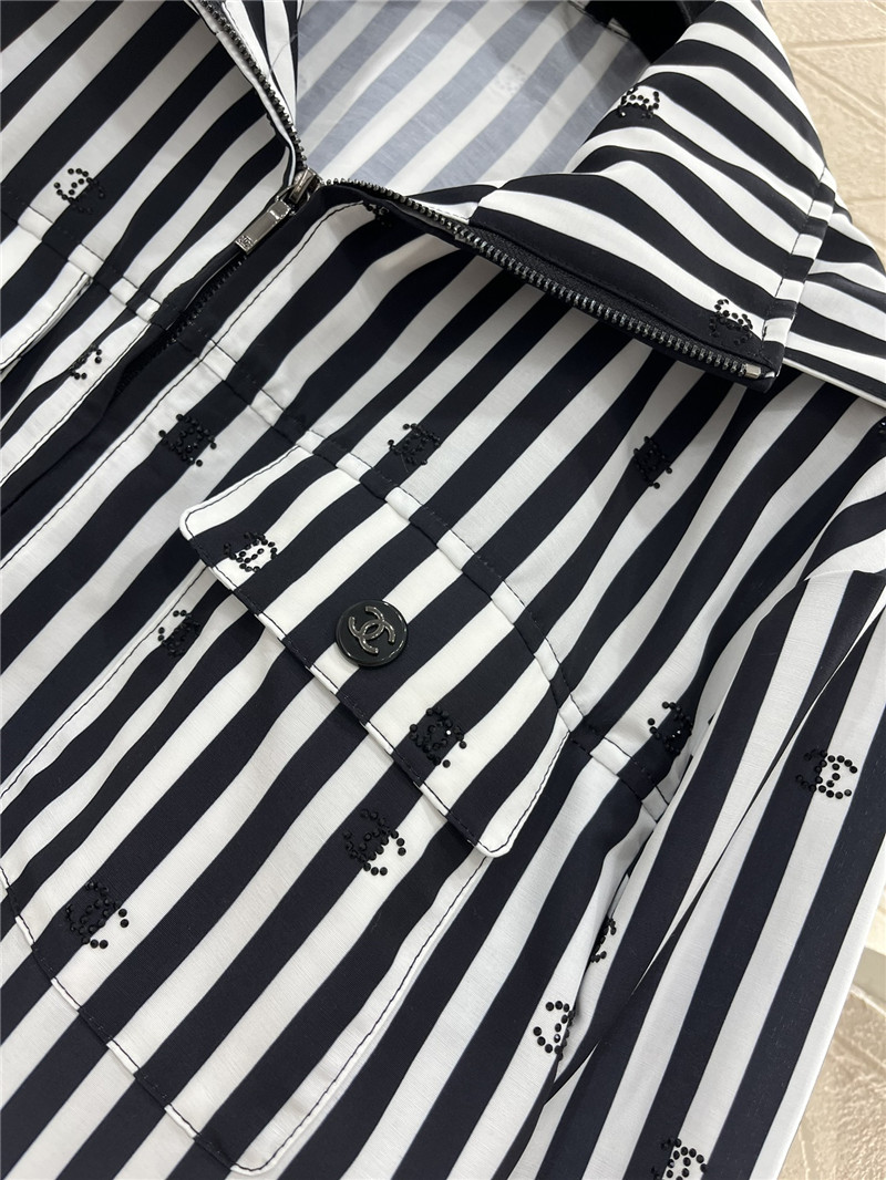 ch**el hot D1am0nd double c striped hooded jacket replicas clothes