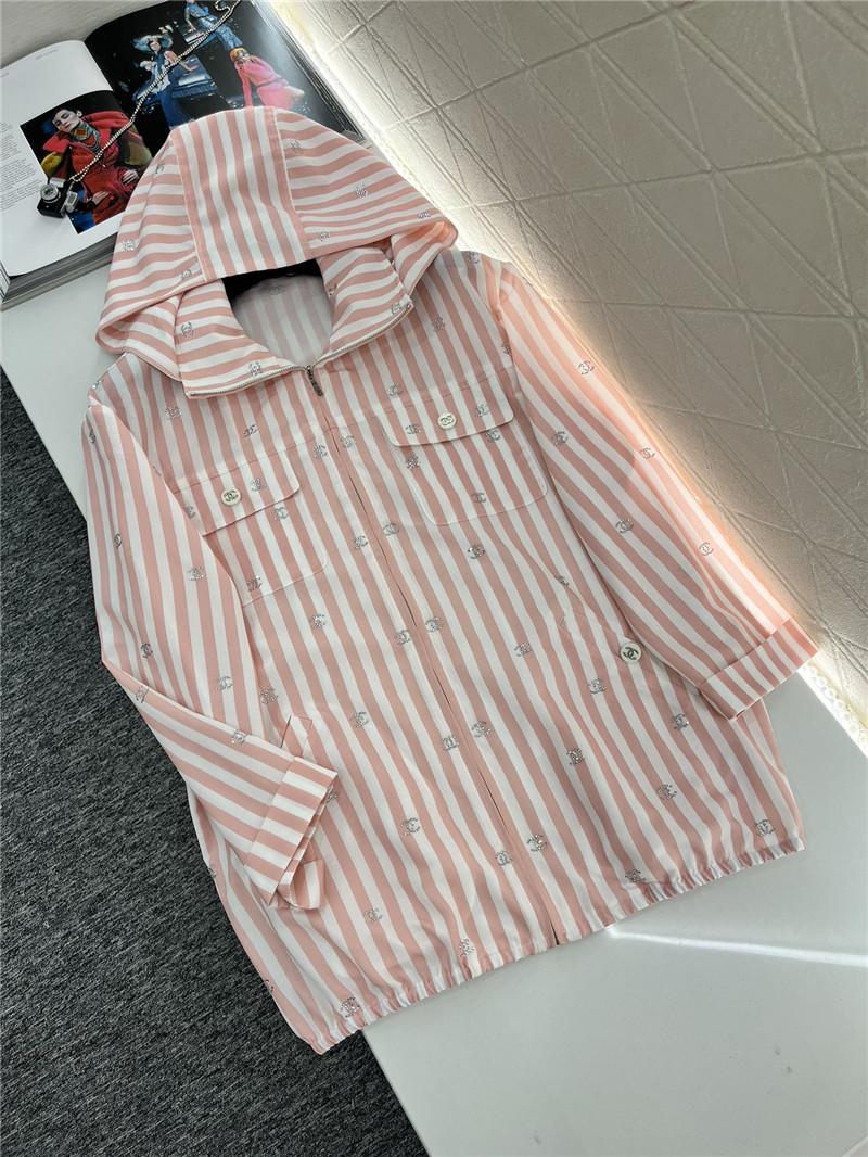 ch**el hot D1am0nd double c striped hooded jacket replicas clothes