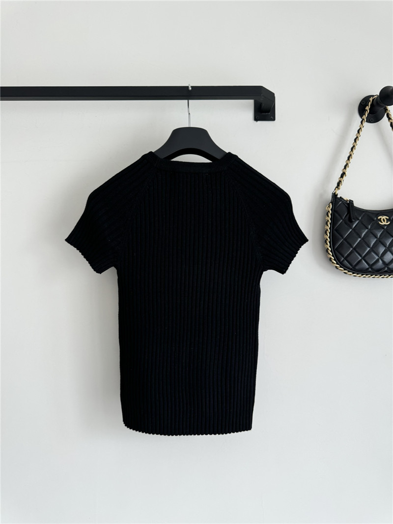 D10r knitted striped short-sleeved top replica designer clothes