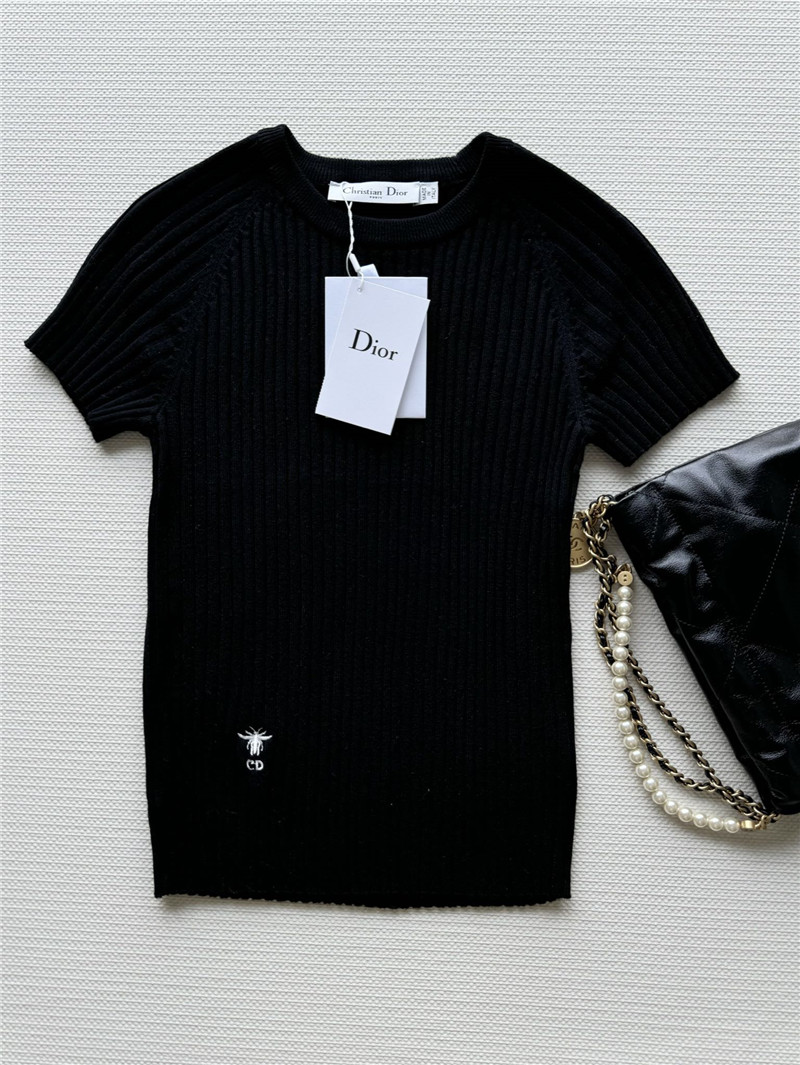 D10r knitted striped short-sleeved top replica designer clothes