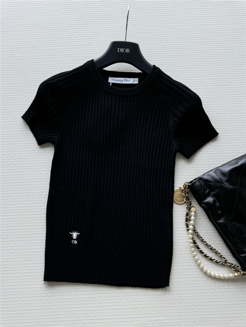 D10r knitted striped short-sleeved top replica designer clothes