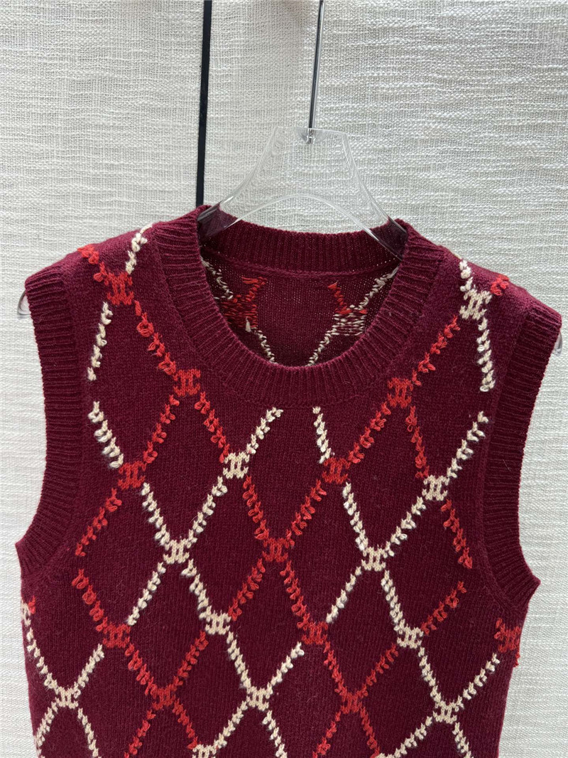 ch**el D1am0nd jacquard knit vest red