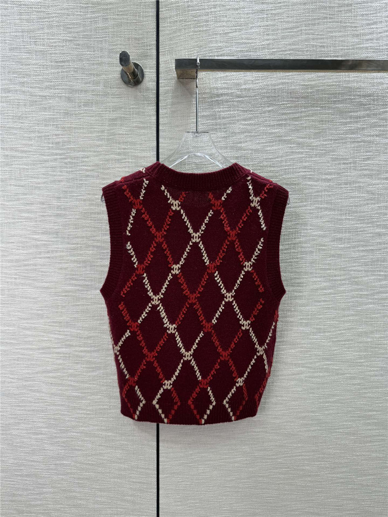 ch**el D1am0nd jacquard knit vest red