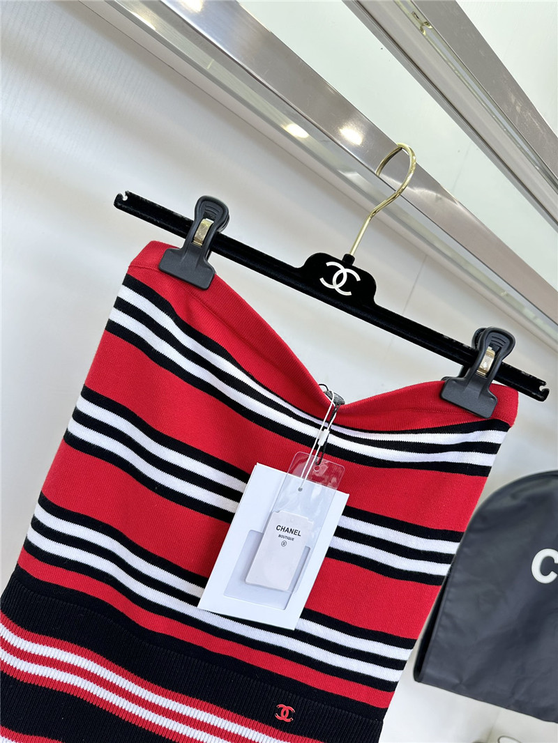 Ch**el striped contrast knitted tube top dress replica d&g clothing