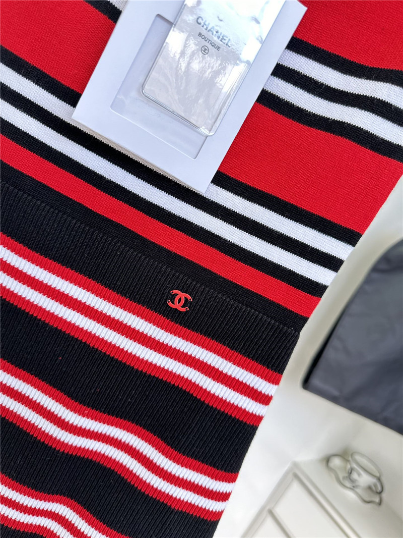 Ch**el striped contrast knitted tube top dress replica d&g clothing